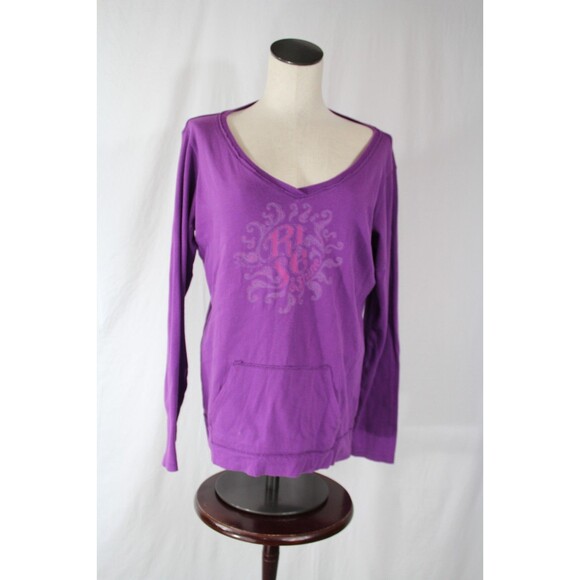 Life Is Good Tops - Life Is Good Size L Women's Purple 100% Cotton V Neck Long Sleeve Casual Top
